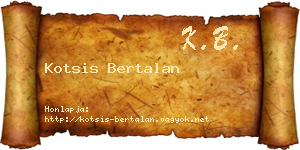 Kotsis Bertalan névjegykártya